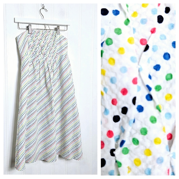 Lilly Pulitzer Dresses & Skirts - Lilly Pulitzer Dress Sz 4 Strapless Rainbow Polka Dot Ruffles White Cotton Y2K